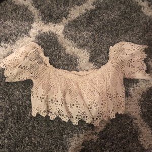 Off The Shoulder Lace Crop Top - Small